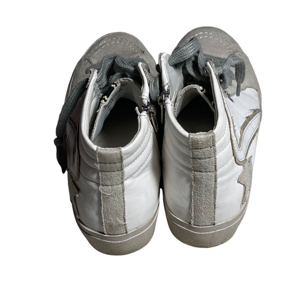 SHU SHOP Roxanne White Leather Suede Star High Top Zip Sneakers Size 7 - Picture 3 of 8